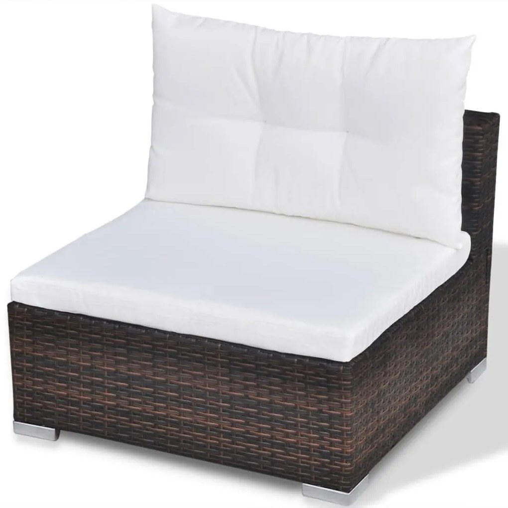 10 pcs conjunto lounge jardim c/ almofadões vime PE castanho