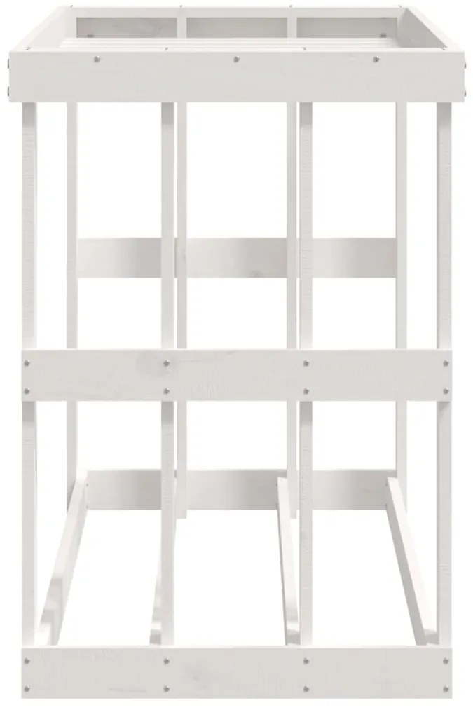 Suporte de lenha p/ exterior 108x52x74 cm pinho maciço branco