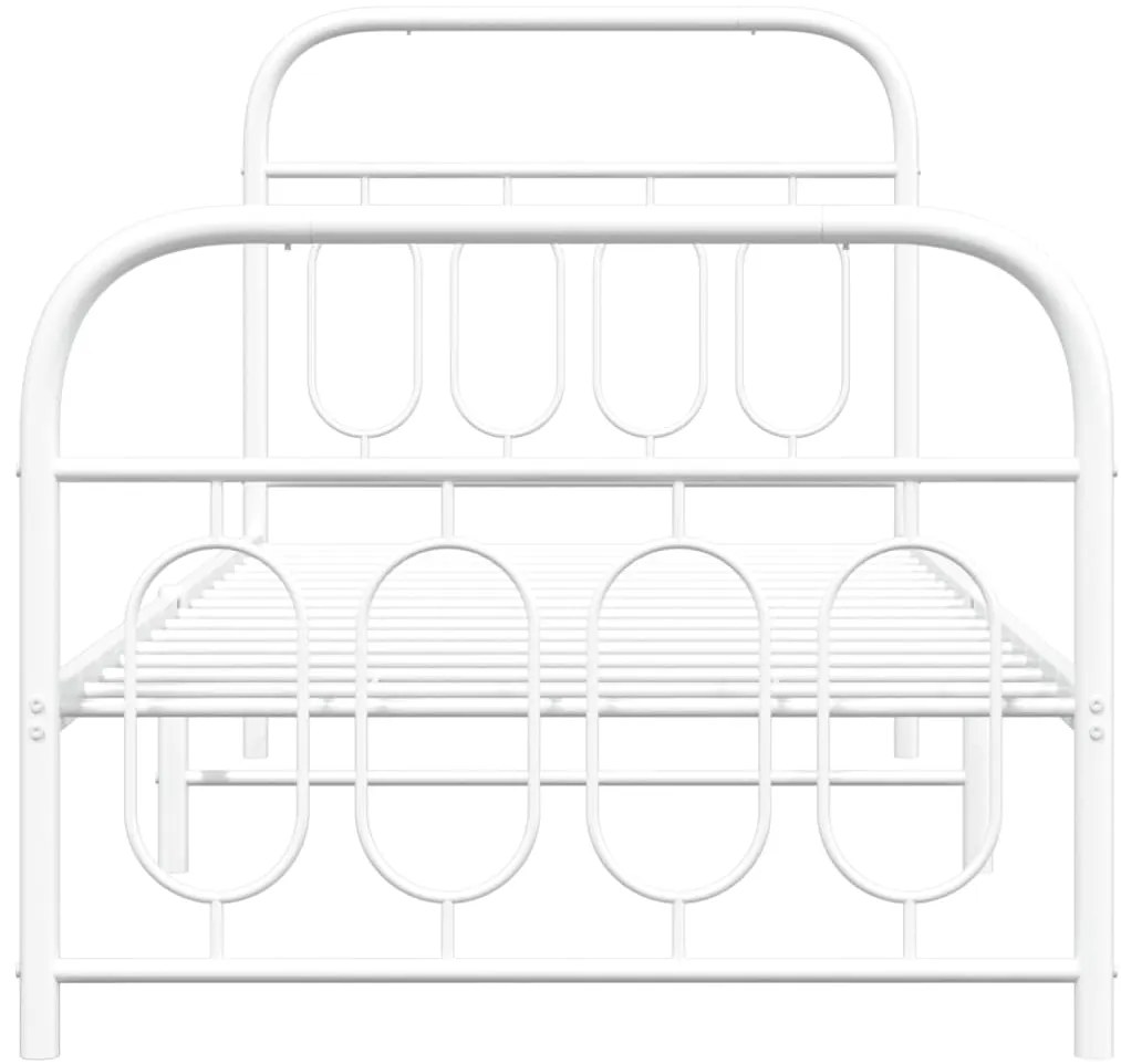 Estrutura de cama com cabeceira e pés 90x190 cm metal branco