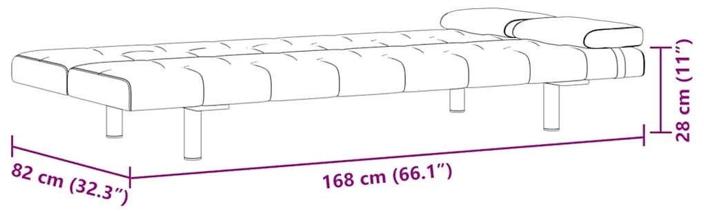 Sofá-cama ajustável c/ 2 almofadas couro artificial branco nata