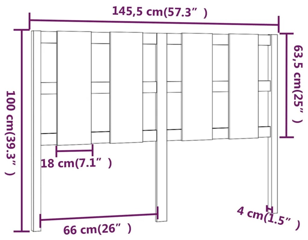 Cabeceira de cama 145,5x4x100 cm pinho maciço castanho mel