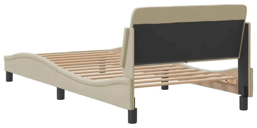 Estrutura de cama c/ cabeceira 100x200 cm tecido cor creme