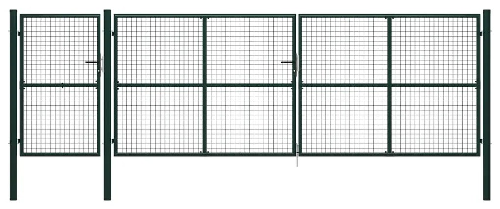 vidaXL Portão de jardim em aço 500x150 cm verde