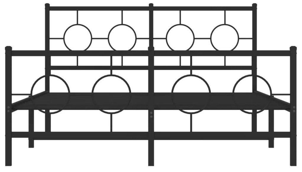 Estrutura de cama com cabeceira e pés 135x190 cm metal preto