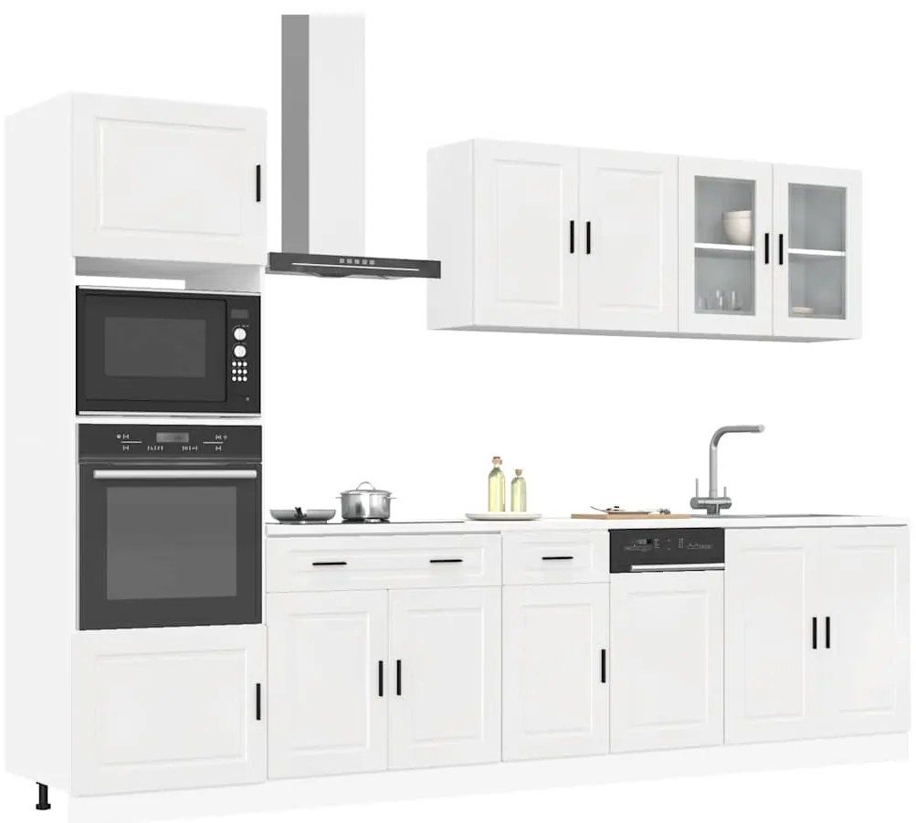 vidaXL 7 peças armário de cozinha conjunto Kalmar branco brilhante