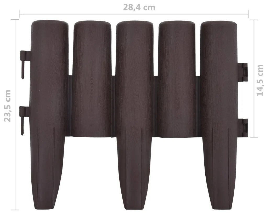 Bordas de relvado 36 pcs 10 m PP castanho