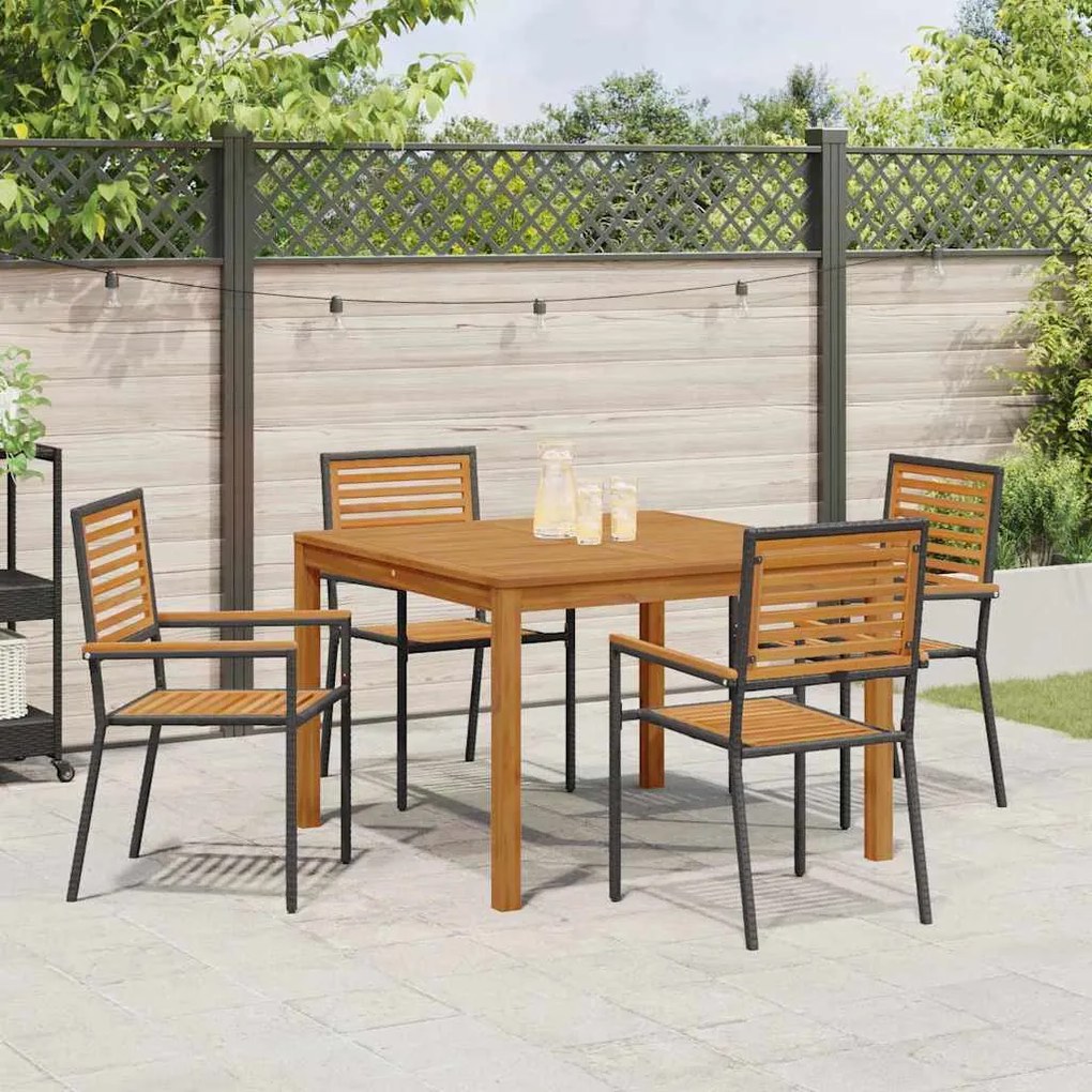 Conjunto de Jantar para Jardim 5 pcs Preto 110 x 110 x 75 cm
