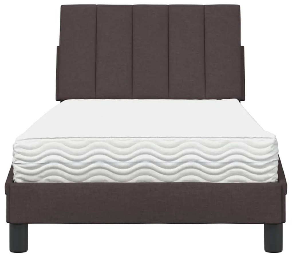 Cama com colchão 90x190 cm tecido castanho-escuro