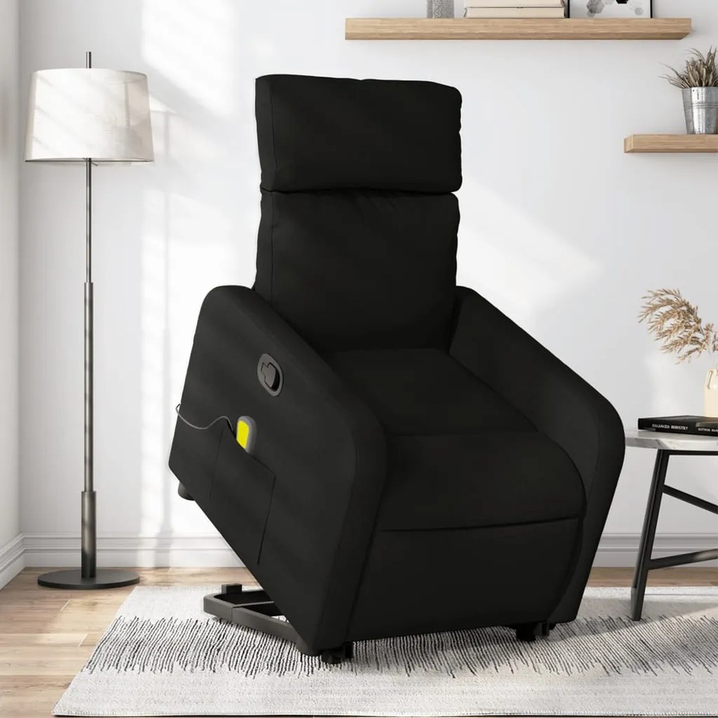 vidaXL Poltrona de massagens reclinável elevatória tecido preto