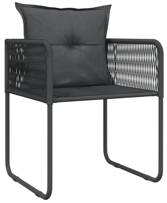 3 pcs conjunto de jantar para jardim preto