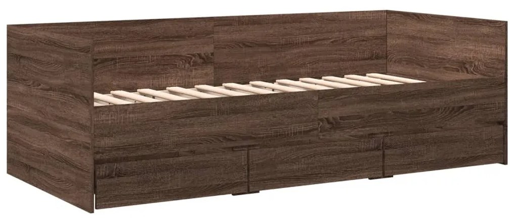 Sofá-cama com gavetas sem colchão 75x190 cm carvalho castanho