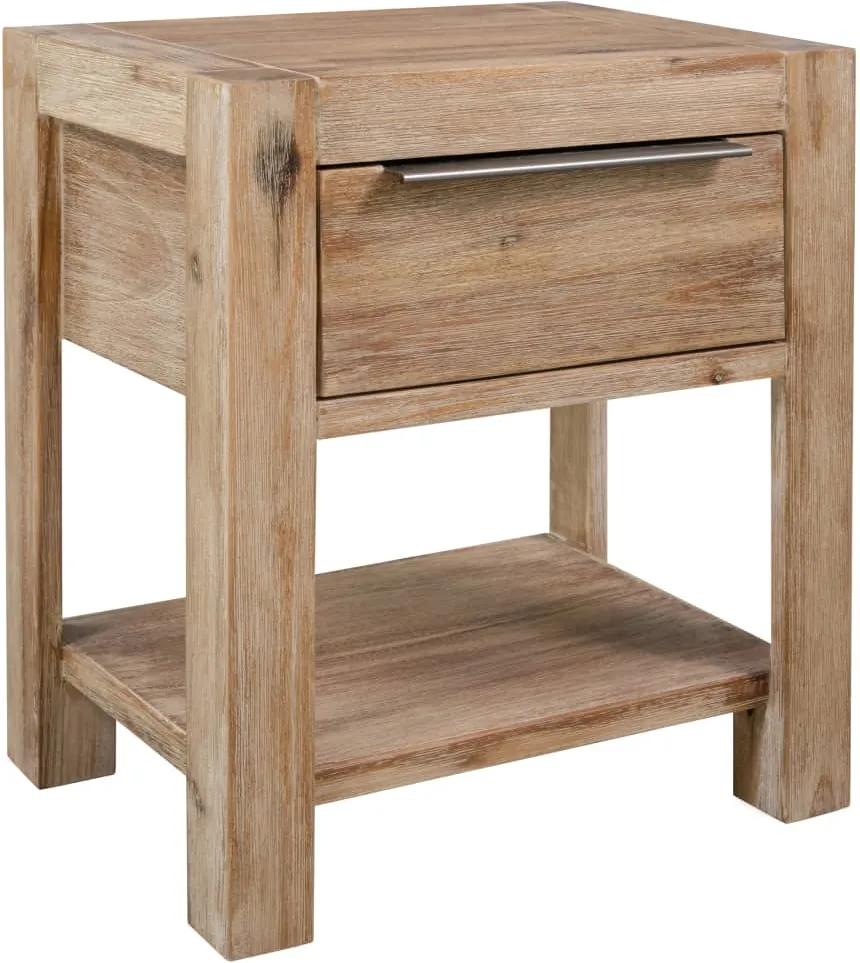 Mesa-de-cabeceira c/ gaveta 40x30x48 cm madeira acácia maciça