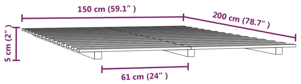 Estrutura de cama 150x200 cm madeira de pinho maciça branco