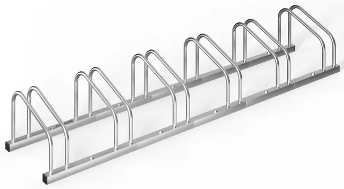 Suporte para bicicletas, 6 unidades, 190 x 32 x 27 cm prateado