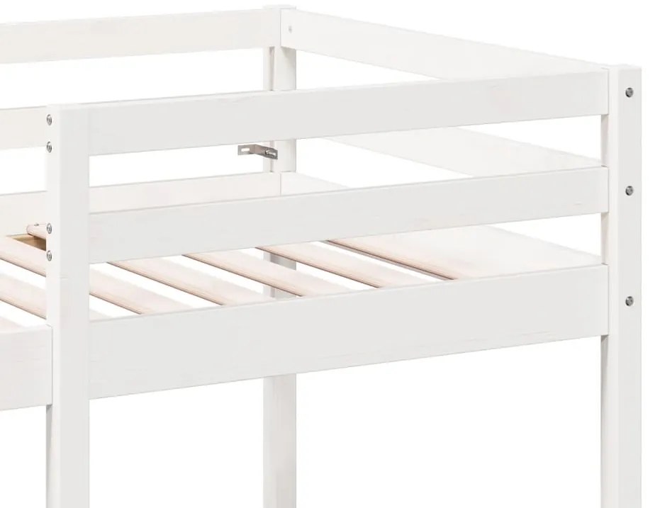 Cama alta c/ secretária/cadeiras 75x190 cm pinho maciço branco