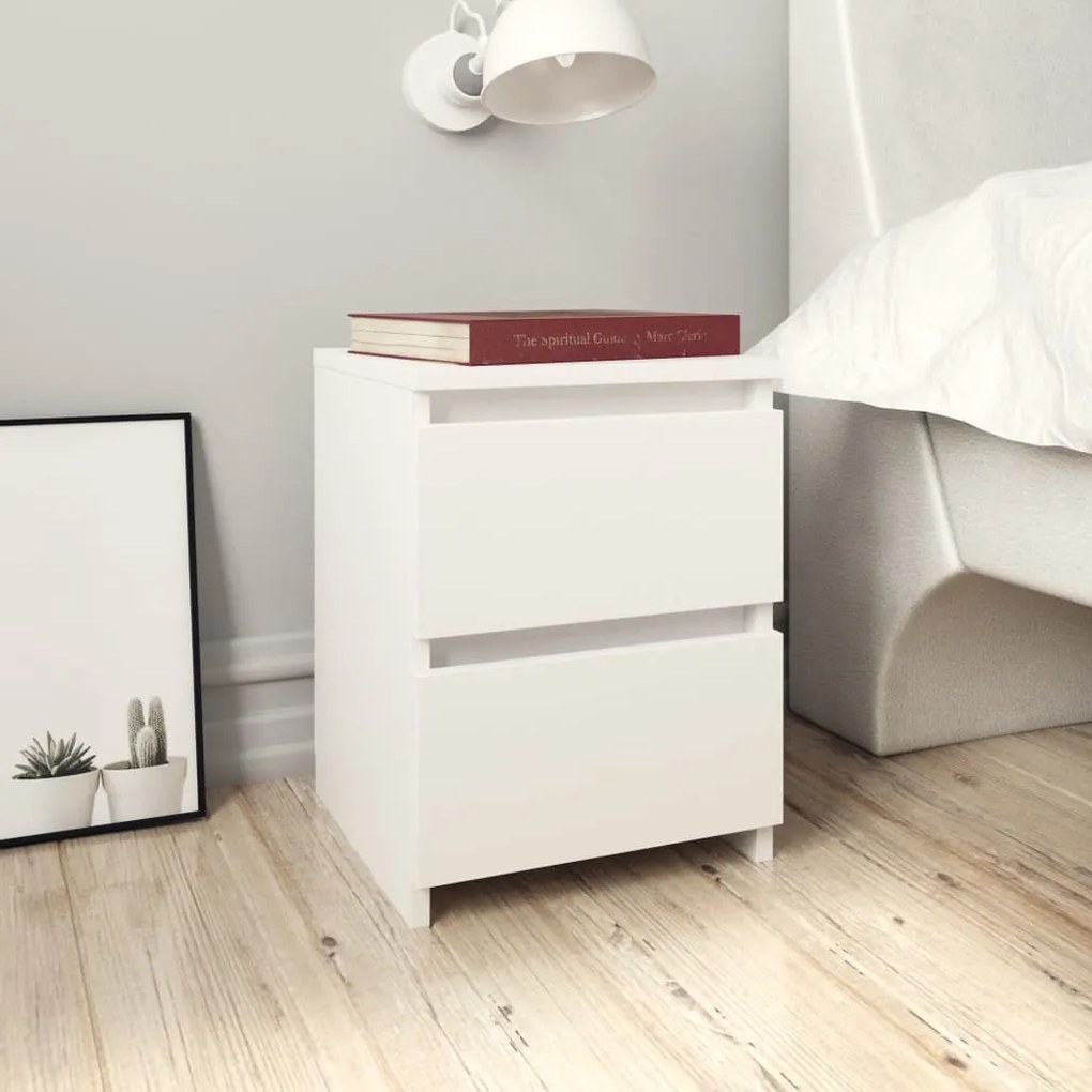800514 vidaXL Mesas de cabeceira 2 pcs 30x30x40 cm contraplacado branco