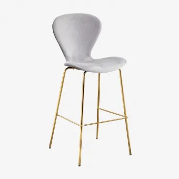 Em Um Banco Alto. ↑75 Cm & Dourado & Velluto Cinza Claro & Velluto - Sklum