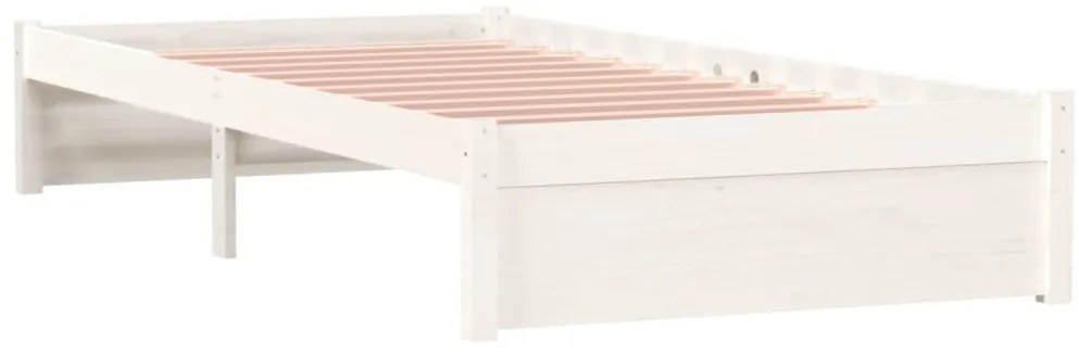 Estrutura de cama solteiro 90x190 cm madeira maciça branco