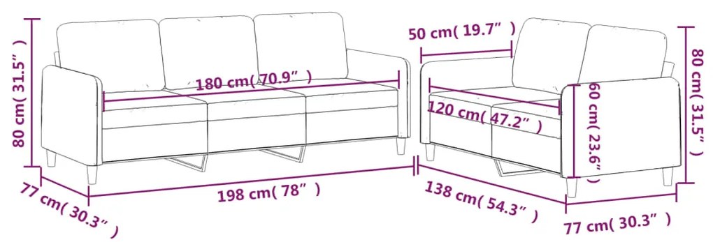 2 pcs conjunto de sofás com almofadões tecido cinzento-claro