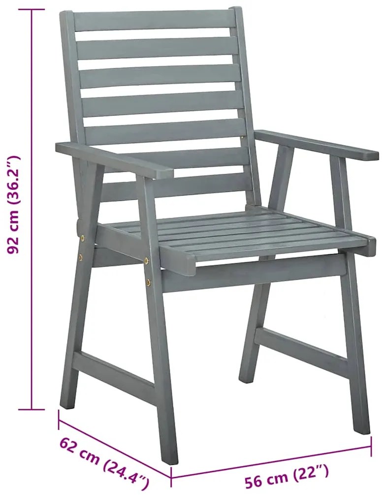 Cadeiras de jantar p/ jardim 3 pcs c/ almofadões acácia maciça