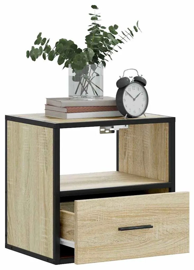 Mesas de cabeceira de parede 2 pcs 40x31x39,5cm carvalho sonoma