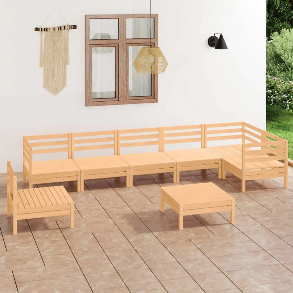 3082742 vidaXL 8 pcs conjunto lounge de jardim pinho maciço