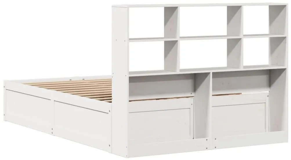 Cama sem colchão 140x190 cm madeira de pinho maciça branco