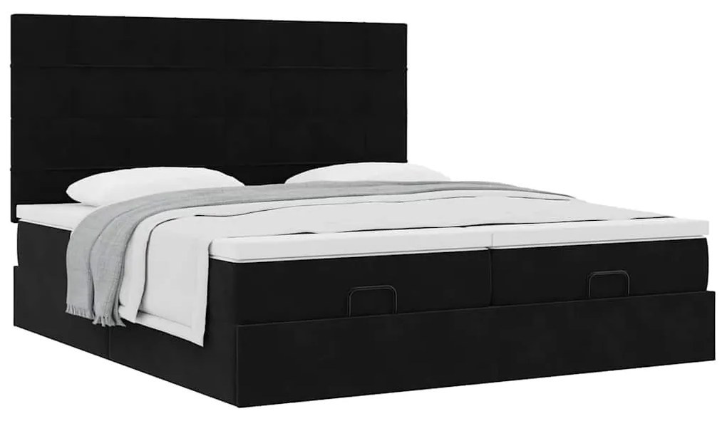 Estrutura de cama otomana com colchões 160x200 cm veludo preto