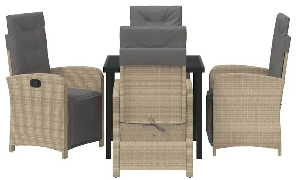 Conjunto de Jantar de Jardim com 5 Peças da com Almofadas Beiges em Po