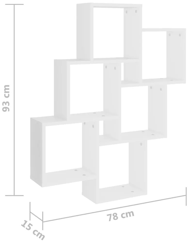 Estante de parede cúbica 78x15x93cm derivados de madeira branco