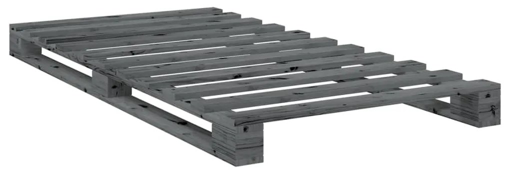 Estrutura de cama com cabeceira 100x200cm pinho maciço cinza