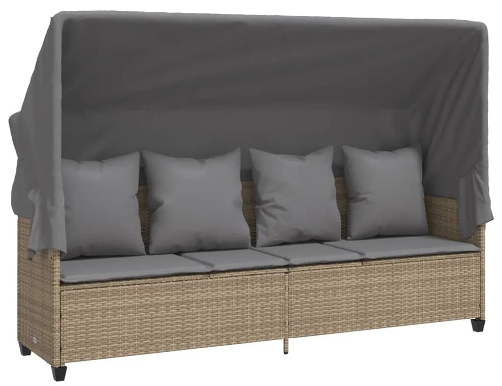 5 pcs conjunto de sofás p/ jardim com almofadões vime PE bege