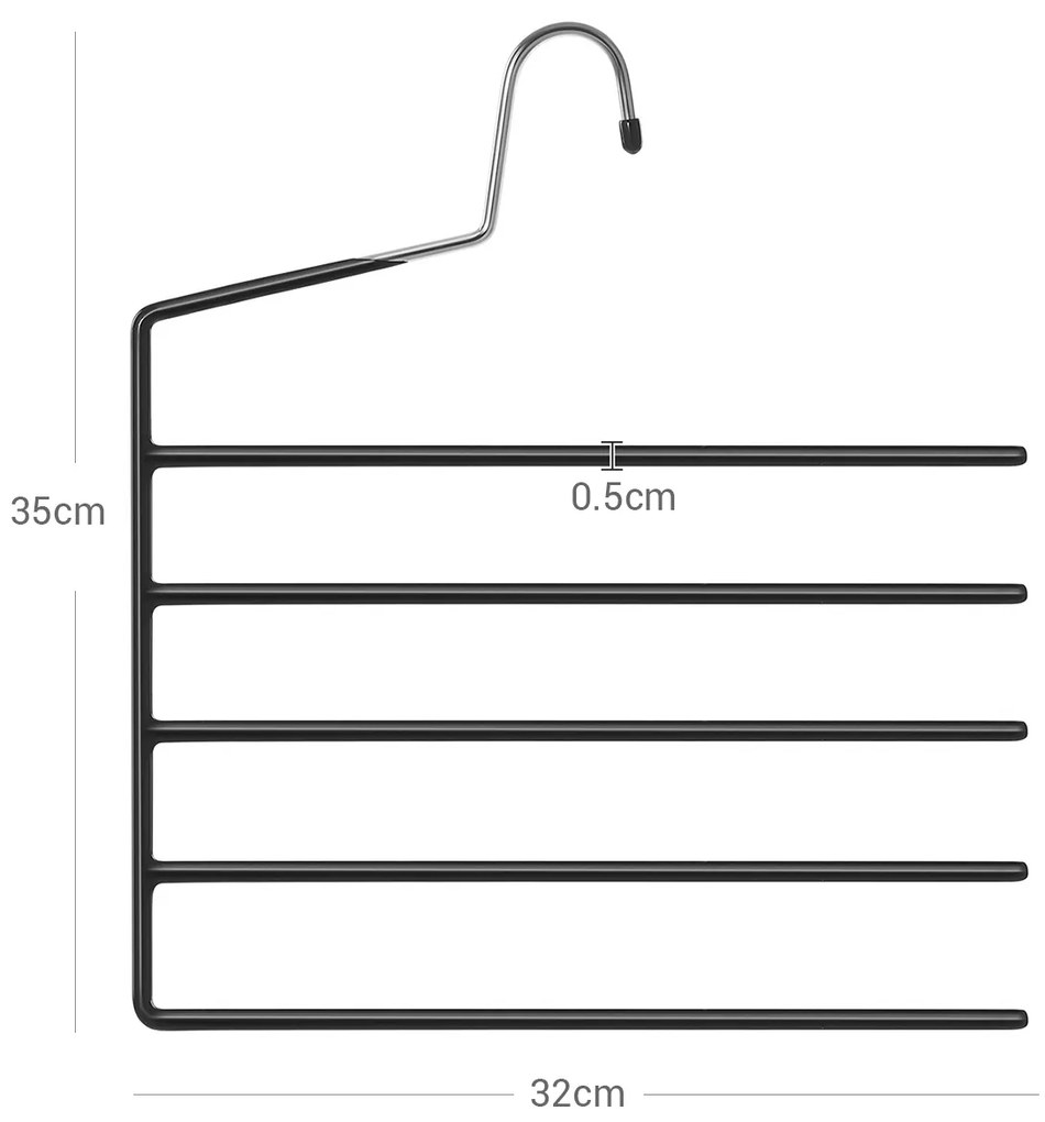 Conjunto de 4 cabides múltiplos 32 x 0,5 x 35 cm preto