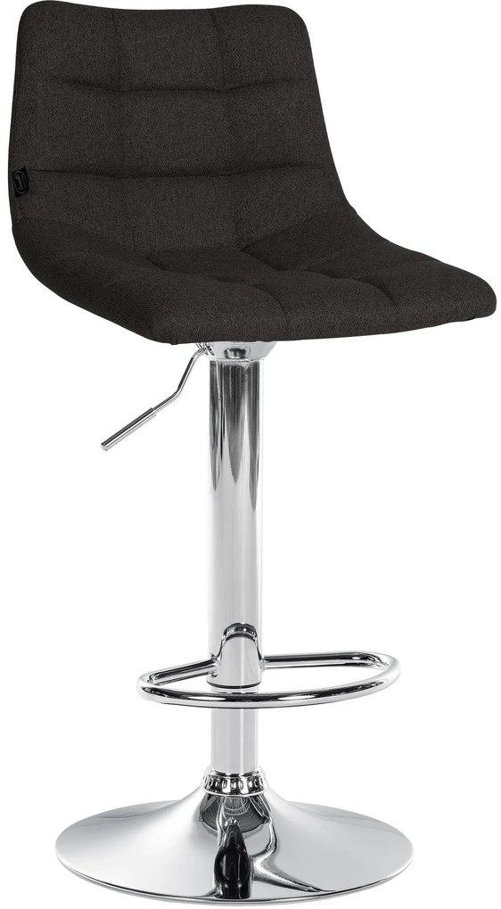 Conjunto de 2 bancos altos Jerry em tecido com estrutura cromada 87-108,5 x 43 x 46,5 cm Preto
