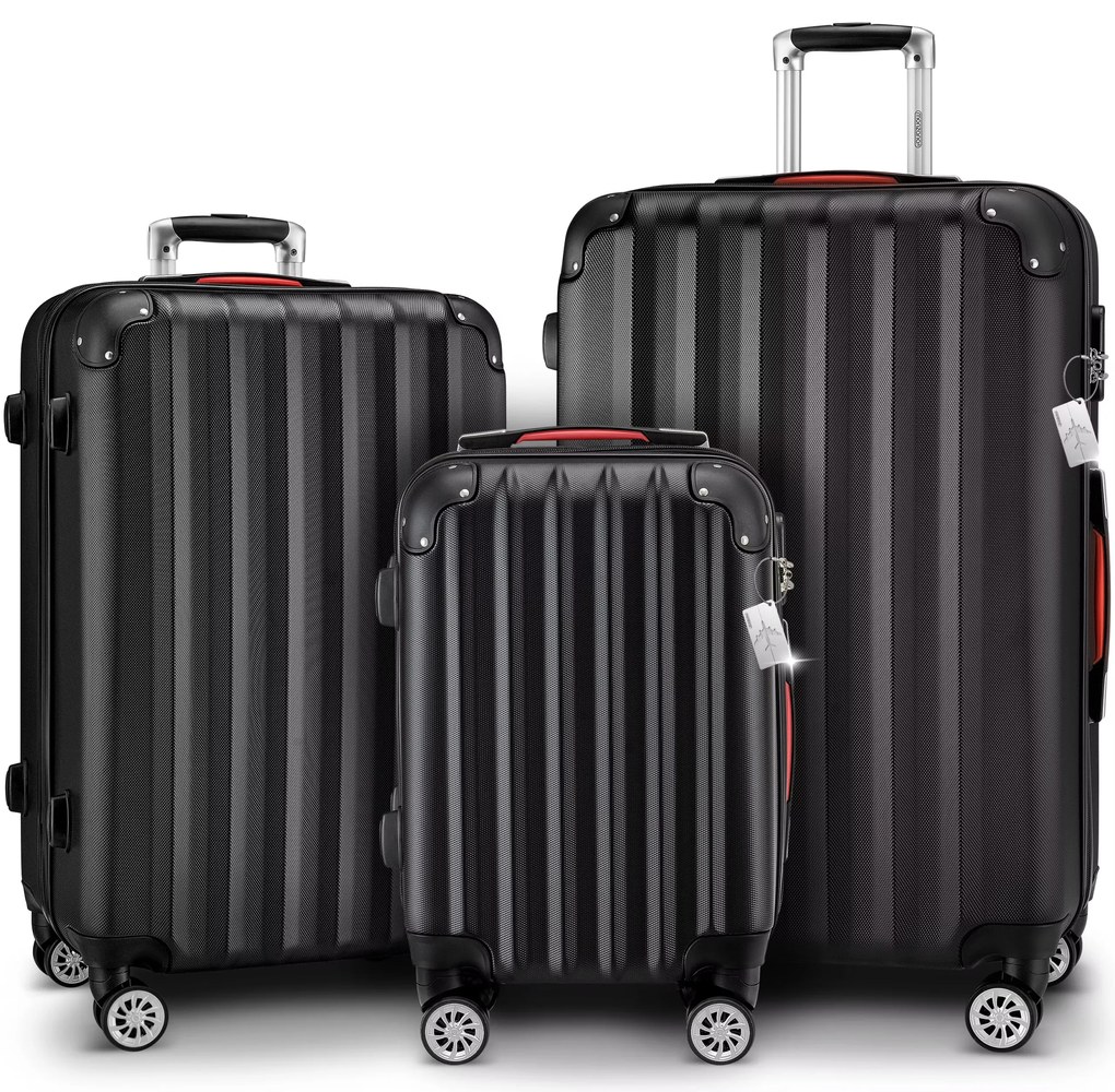 Conjunto de 3 malas viagem peças rígidas Baseline acessórios em ABS Pretas