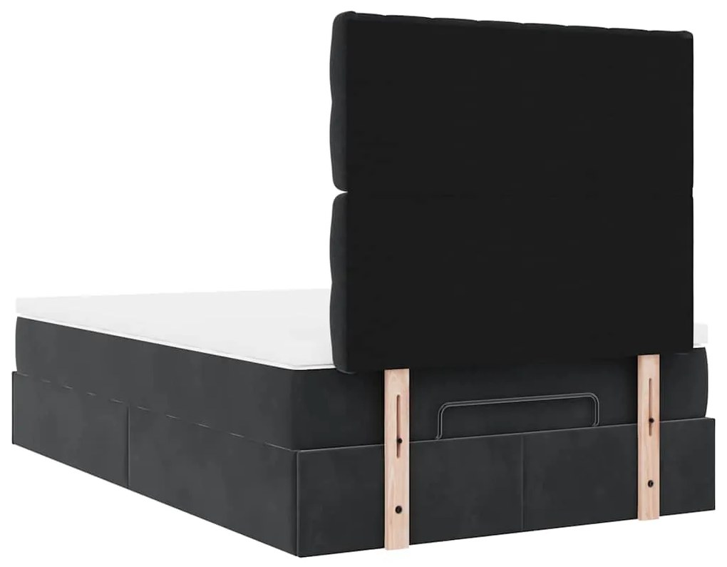Estrutura de cama otomana com colchões 120x200 cm veludo preto