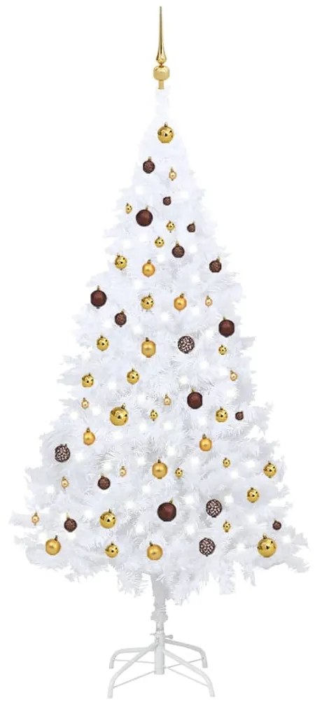 vidaXL Árvore Natal artificial pré-iluminada c/ bolas PVC branco