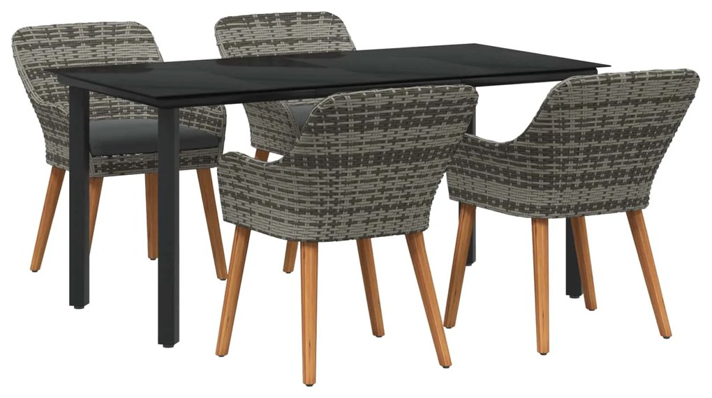 vidaXL Conjunto de Jantar para Jardim 5 pcs Cinzeto vime PE