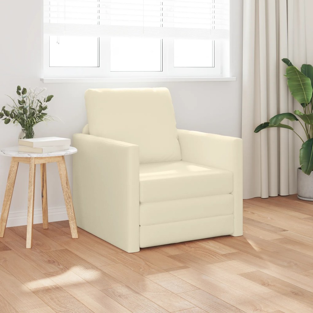 vidaXL Sofá Cama 2 em 1 Creme 74x77x81 cm Couro Sintético