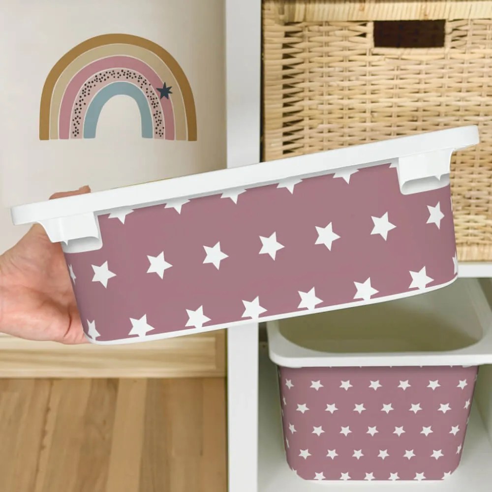 Autocolante para caixa IKEA TROFAST - Estrelas brancas (cor-de-rosa)