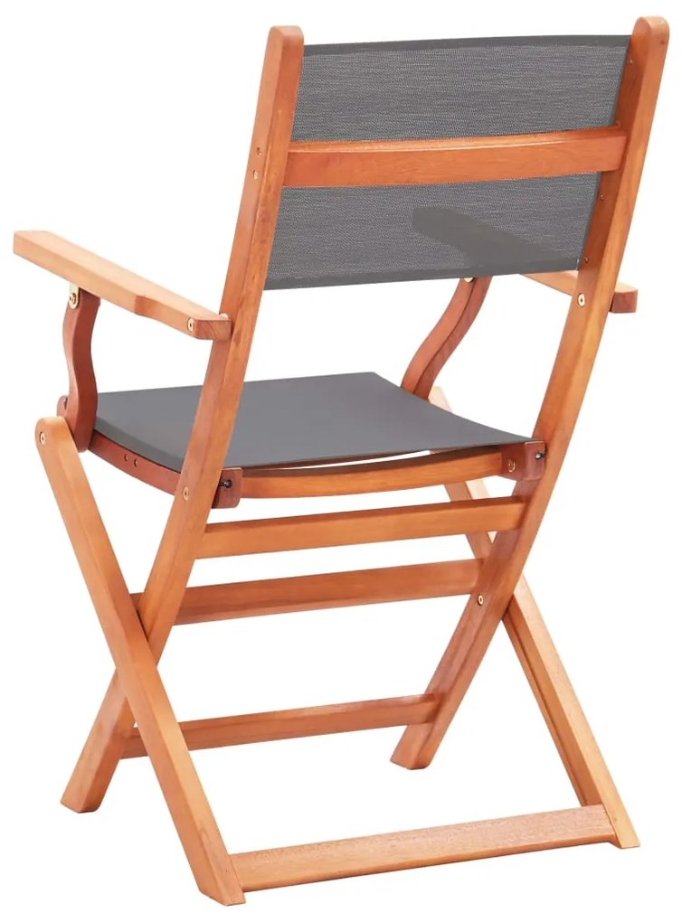 Cadeiras jardim dobráveis 2pcs eucalipto maciço/textilene cinza