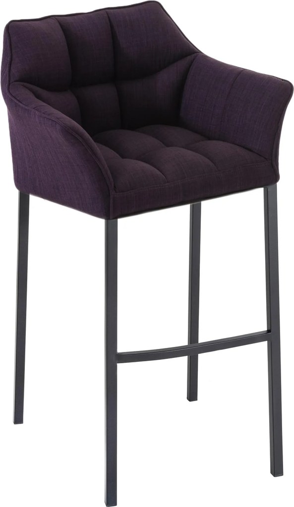 Banco de bar Damaso em tecido e com estrutura preta 64 x 110 x 48 cm Roxo