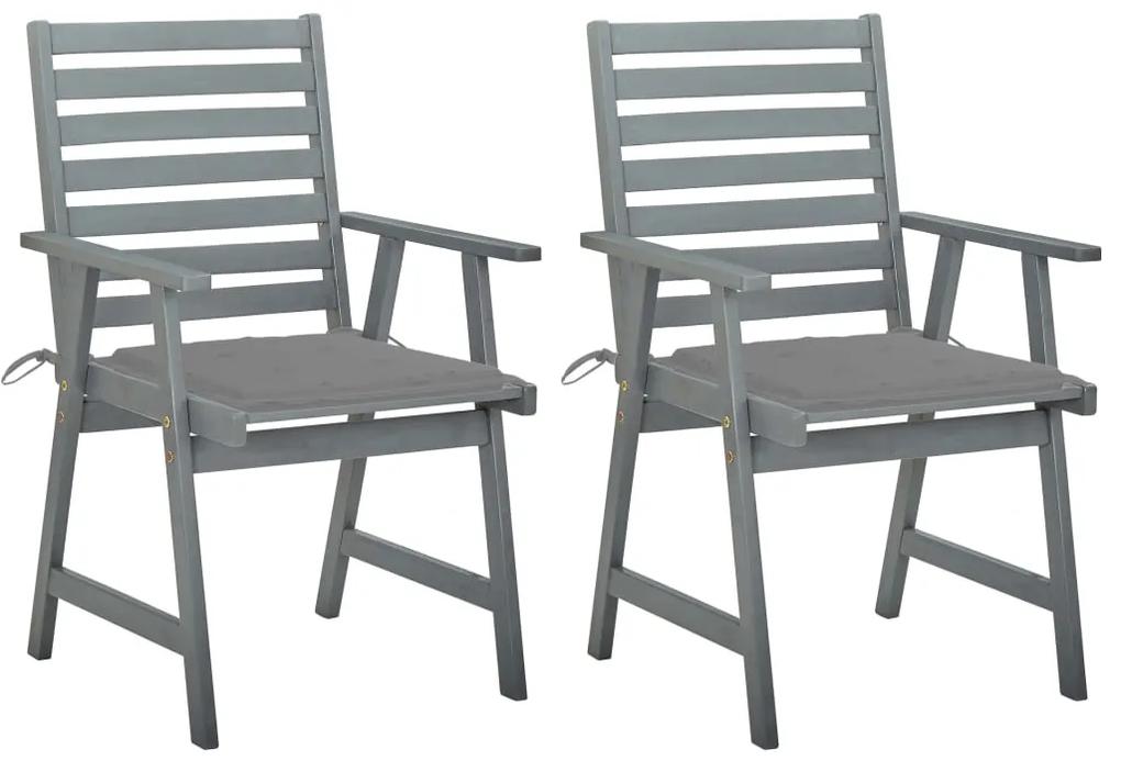 Cadeiras de jantar exterior c/ almofadões 2 pcs acácia maciça