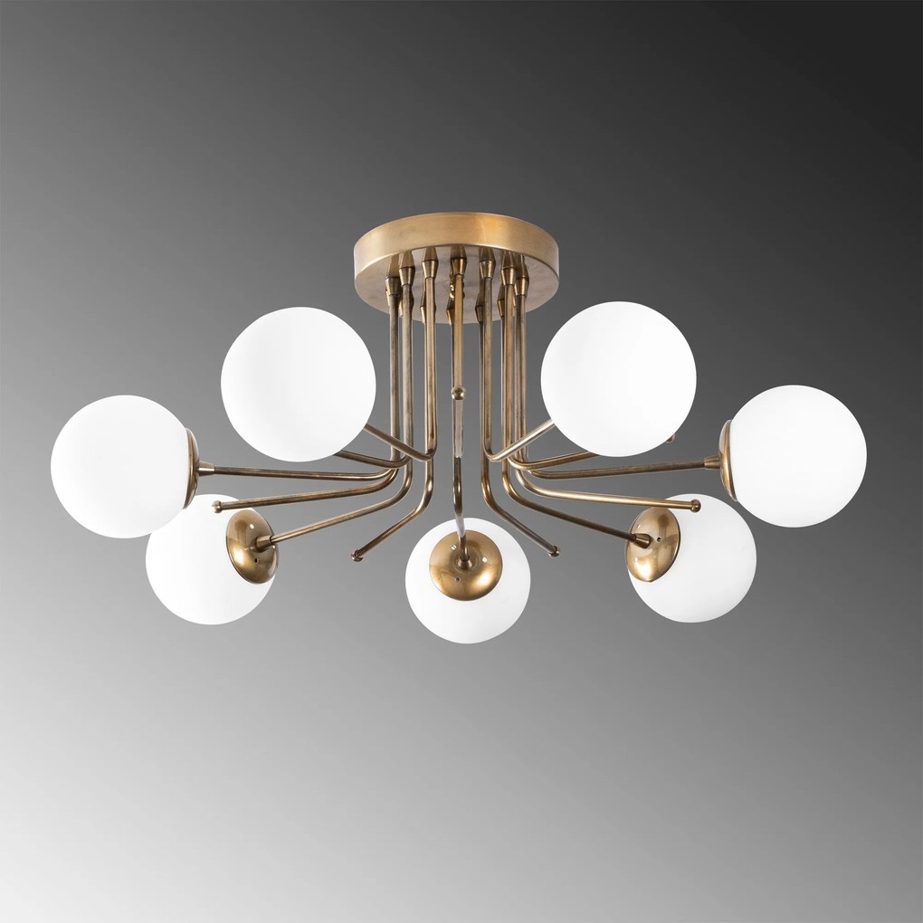 Chandelier Daisy – Dourado e Branco – 90 x 90 cm