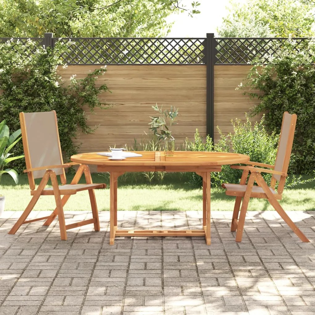 vidaXL Cadeiras de jardim dobráveis 2 pcs acácia maciça e textilene