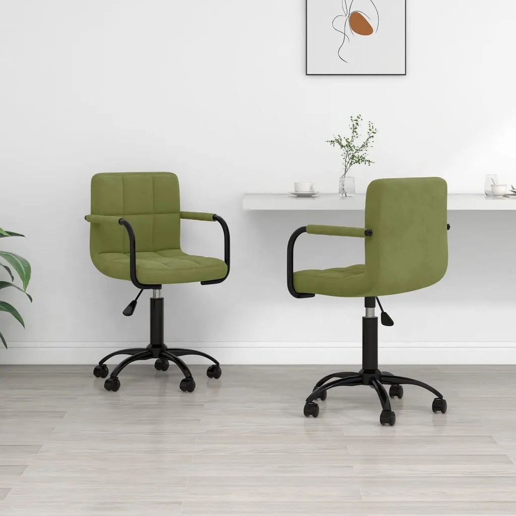 vidaXL Cadeiras de jantar giratórias 2 pcs veludo verde-claro