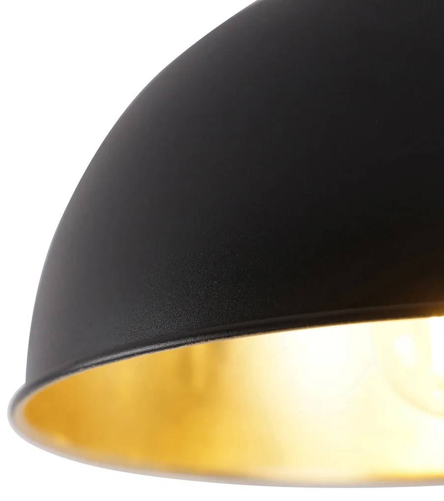 LED Candeeiro de teto inteligente preto com dourado 28 cm incl. Wifi A60 - Magnax Industrial