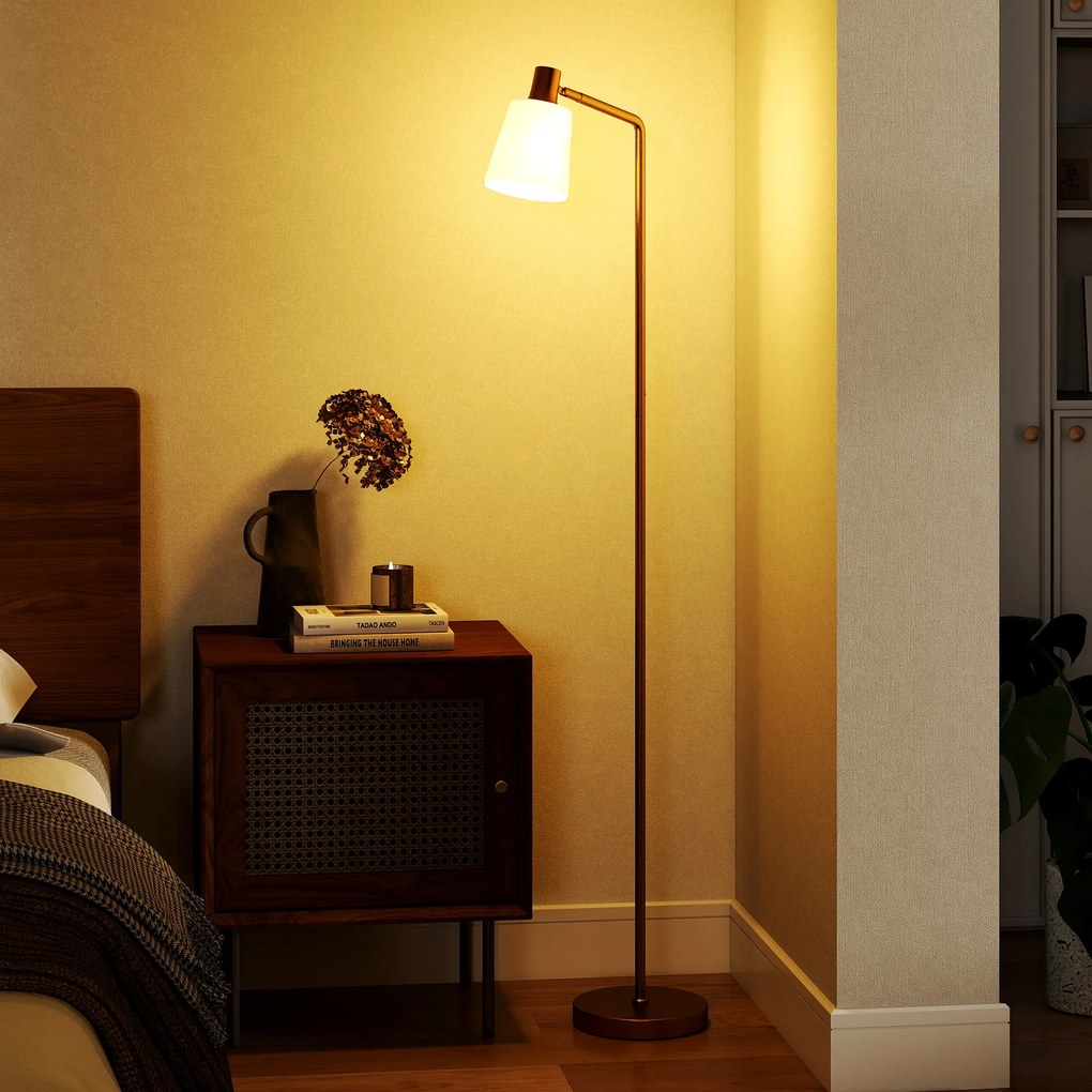 Candeeiro de Pé LED Regulável com Ecrã Giratório 350° 3 Temperaturas de Cor 3000K/4000K/6500K 45x21x148 cm Branco e Dourado