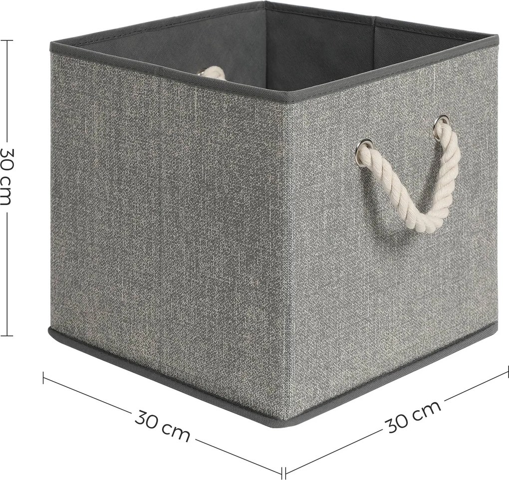 Conjunto de 3 Caixas de tecido sem tampa 30 x 30 x 30 cm, cinzentas