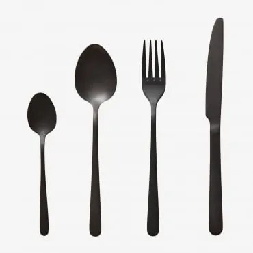 Conjunto De Talheres De 16 Peças Em Aço Inoxidável Sornia Preto - Sklum